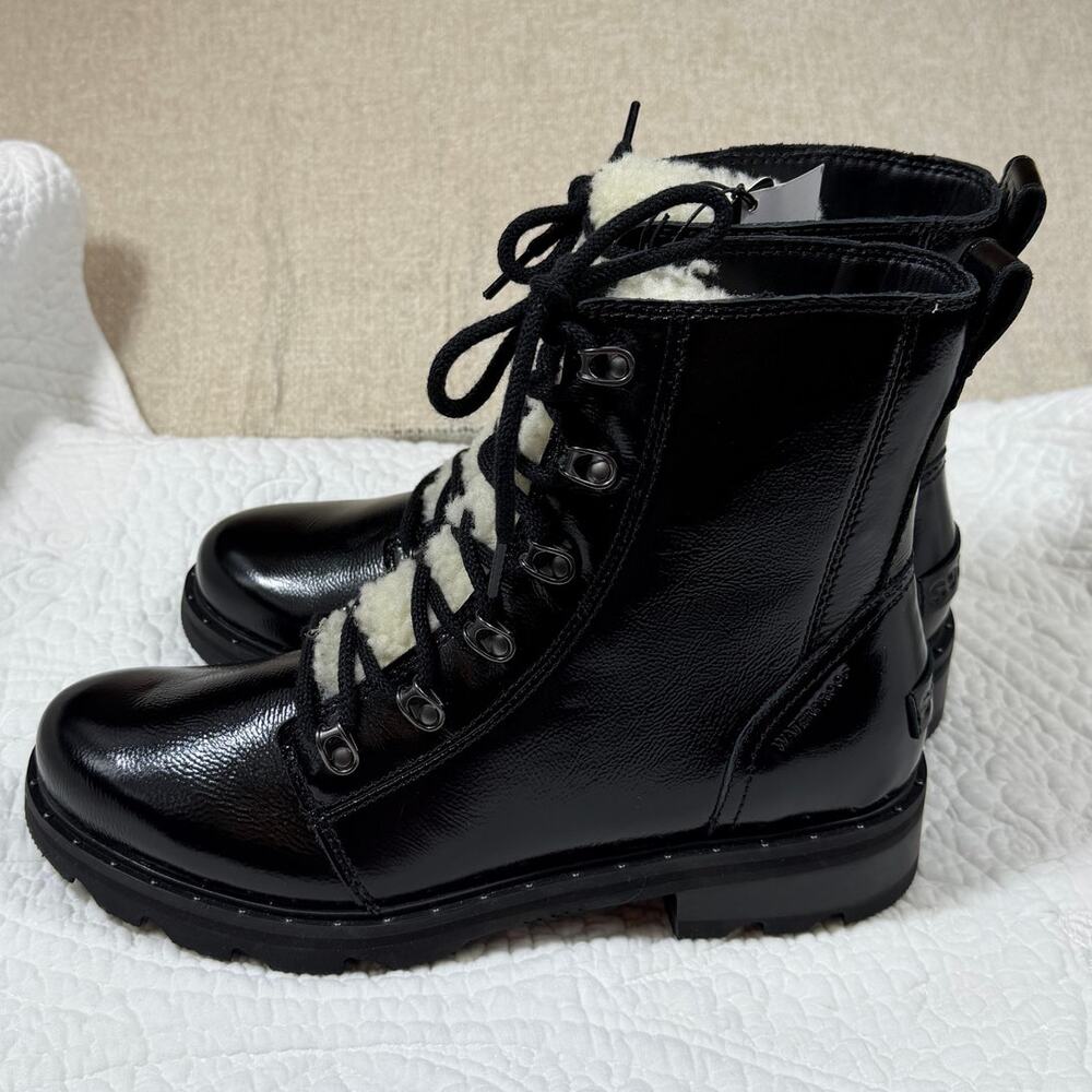 NWT Sorel Women's 10 Lennox Lace Cozy Waterproof Patent Leather Lambswool Boot - Picture 12 of 12
